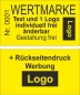 Preview: 1000 Wertmarken 1/1 "doppelseitig mit Text + Logo SW" inkl. Entwurf
